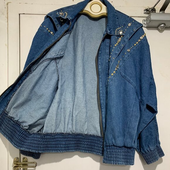 VINTAGE MASS PARIS NEW YORK STUDS DENIM JACKETS SIZE M - Picture 9 of 11